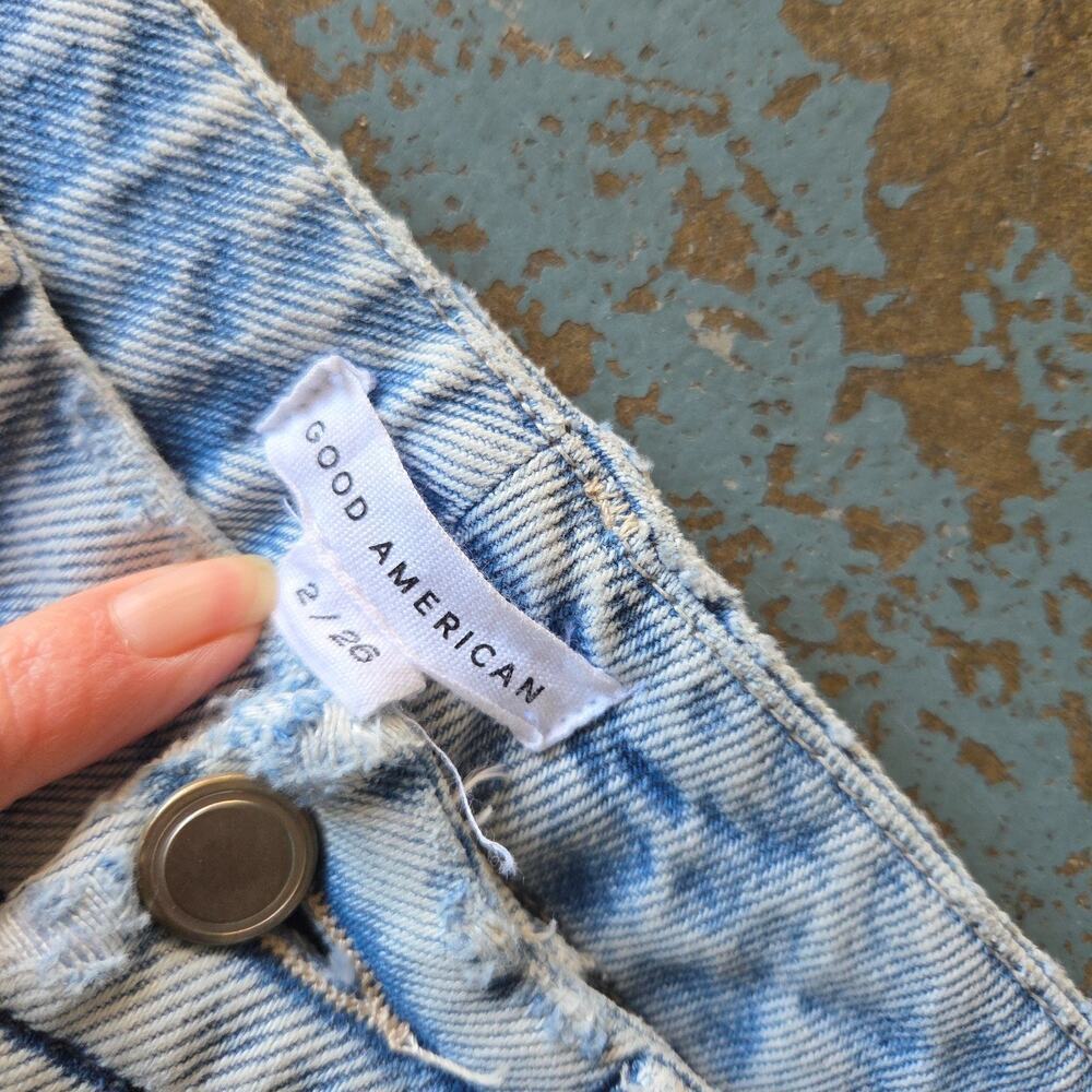 Good American Good Boy Jeans Size 2 26 Light Wash Denim Straight Leg GBL1859T - Picture 4 of 6